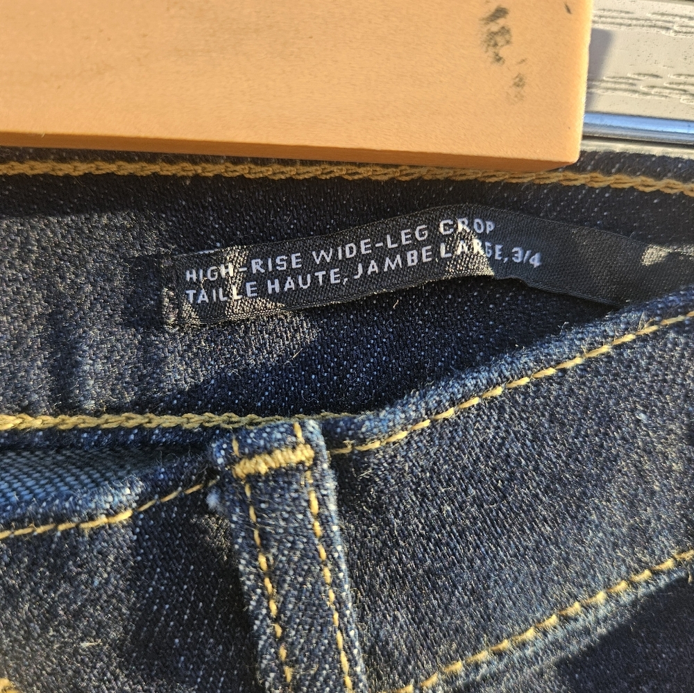 Banana Republic High Rise Wide Leg Crop Jeans Dark Wash Size 26 - Picture 3 of 9